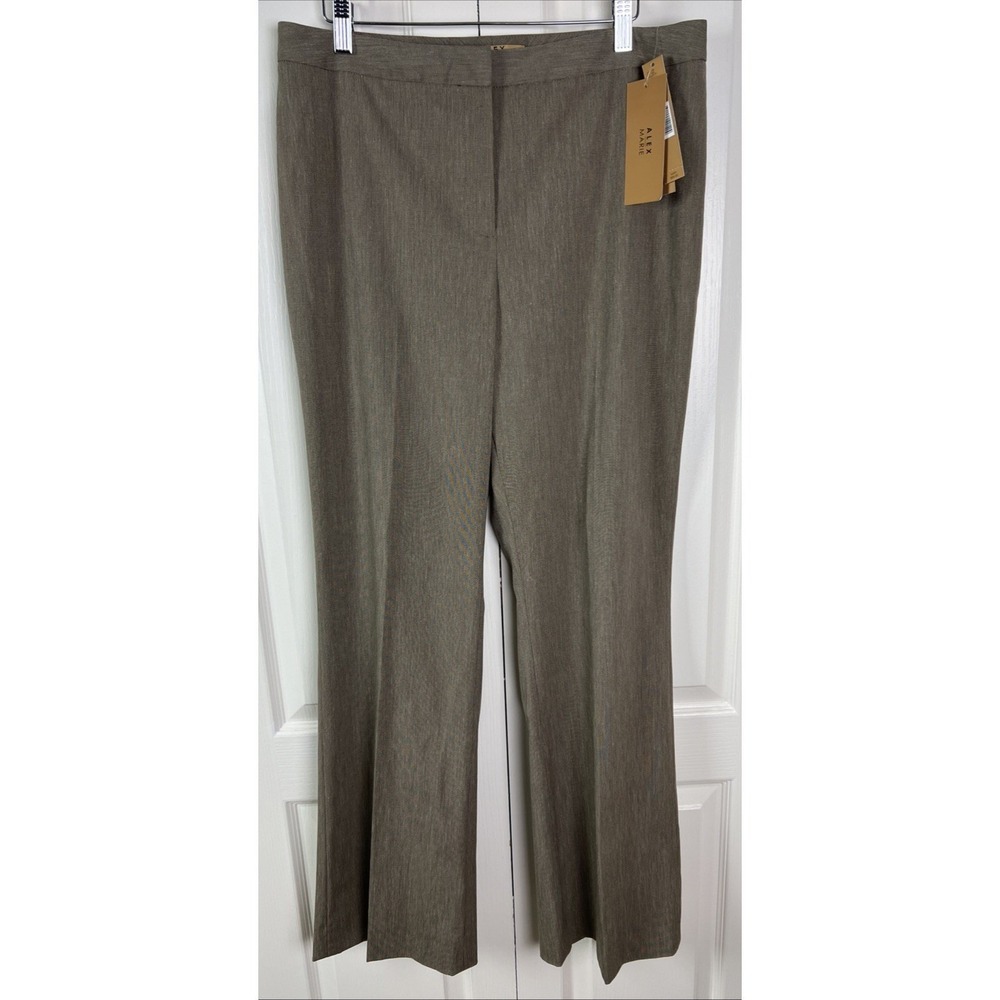 Alex Marie Pants Women 12 Brown Textured Stretch‎ Straight Leg Professional PA3